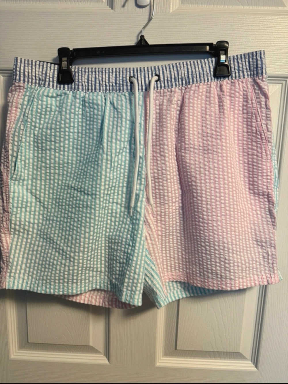 J. Crew Two-Tone Seersucker Athletic Shorts - Mint & Pink